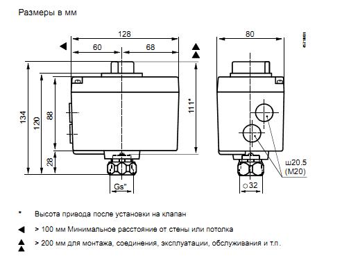 Габаритные размеры привода SSC61
