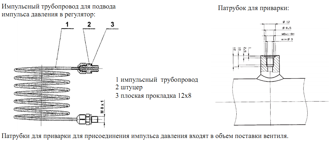 Импульсный трубопровод регулятора перепада давления.